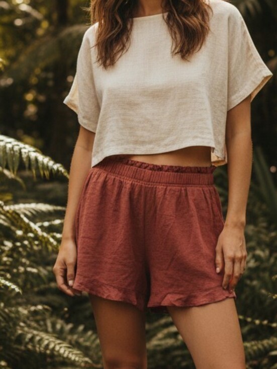 Fate Pants - Fate Rust Elastic Waist Shorts